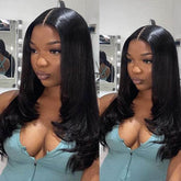 New Trend !  Inner Buckle Natural Black Straight Lace Frontal Wig